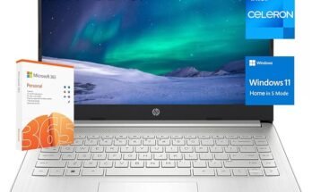 HP Stream 14” HD Laptop, Intel Celeron N4120, 16GB RAM, 128GB eMMC, Microsoft 365 with 1TB Cloud Storage Windows 11 S, USB-C 3.0, HDMI, WIFI5, with 5ave Accessories Silver