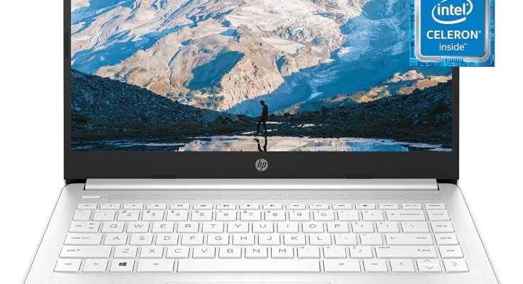 HP 14 Laptop, Intel Celeron N4020, 4 GB RAM, 64 GB Storage, 14-inch Micro-edge HD Display, Windows 11 Home, Thin & Portable, 4K Graphics, One Year of Microsoft 365 (14-dq0040nr, Snowflake White)